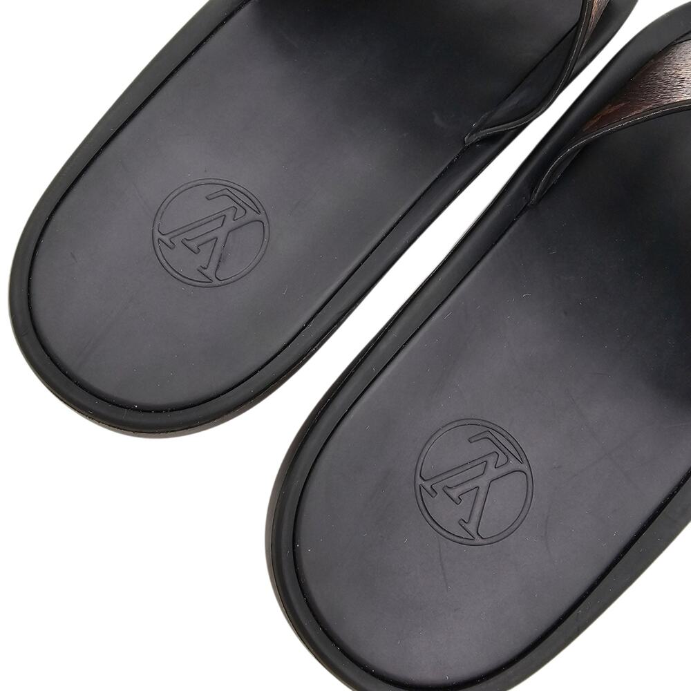 Louis Vuitton Sunbath Slide Sandal Flat Gold Brown Monogram Canvas Size 37 US 7 - Picture 9 of 10